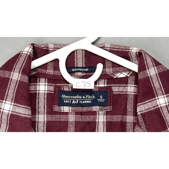 Abercrombie & Fitch Button Up Shirt Womens Red Plaid Long Sleeve Flannel Med - Picture 6 of 10